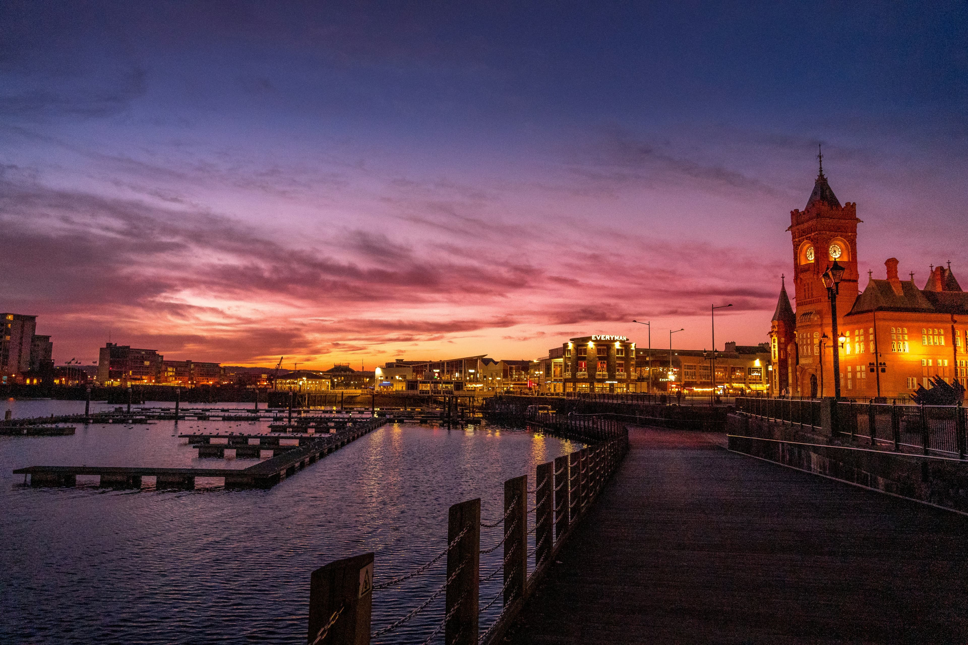 Cardiff Bay at dusk, in the heart of VKY Lettings' South Wales portfolio